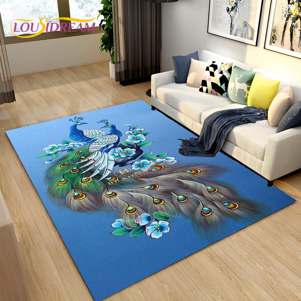 3D коврик с рисунком павлина, птицы, животного, ковер для гостиной, спальни, дивана, коврик для кухни, декор, детский нескользящий напольный коврик