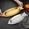 Oval Steamed Fish Plate Stainless Steel Tray Plates Creative Barbecue Plate