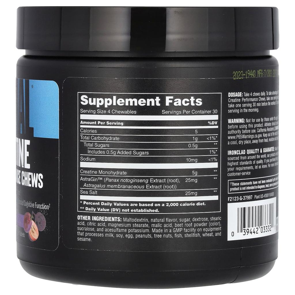 Animal Creatine, Performance Chew, Grape Flavor, Chewable 120 Tablets