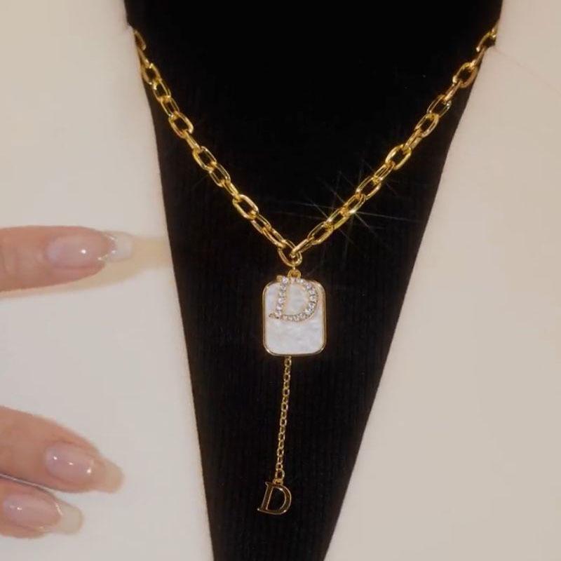 2024 D Letter High-End Женское ожерелье на ключицу - Легкий роскошный нишевый дизайн