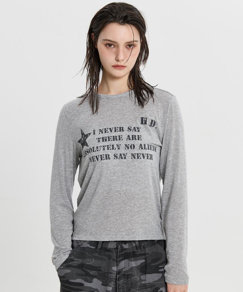 HOODHOOD Never Say Never Long Sleeve T-Shirt Gray