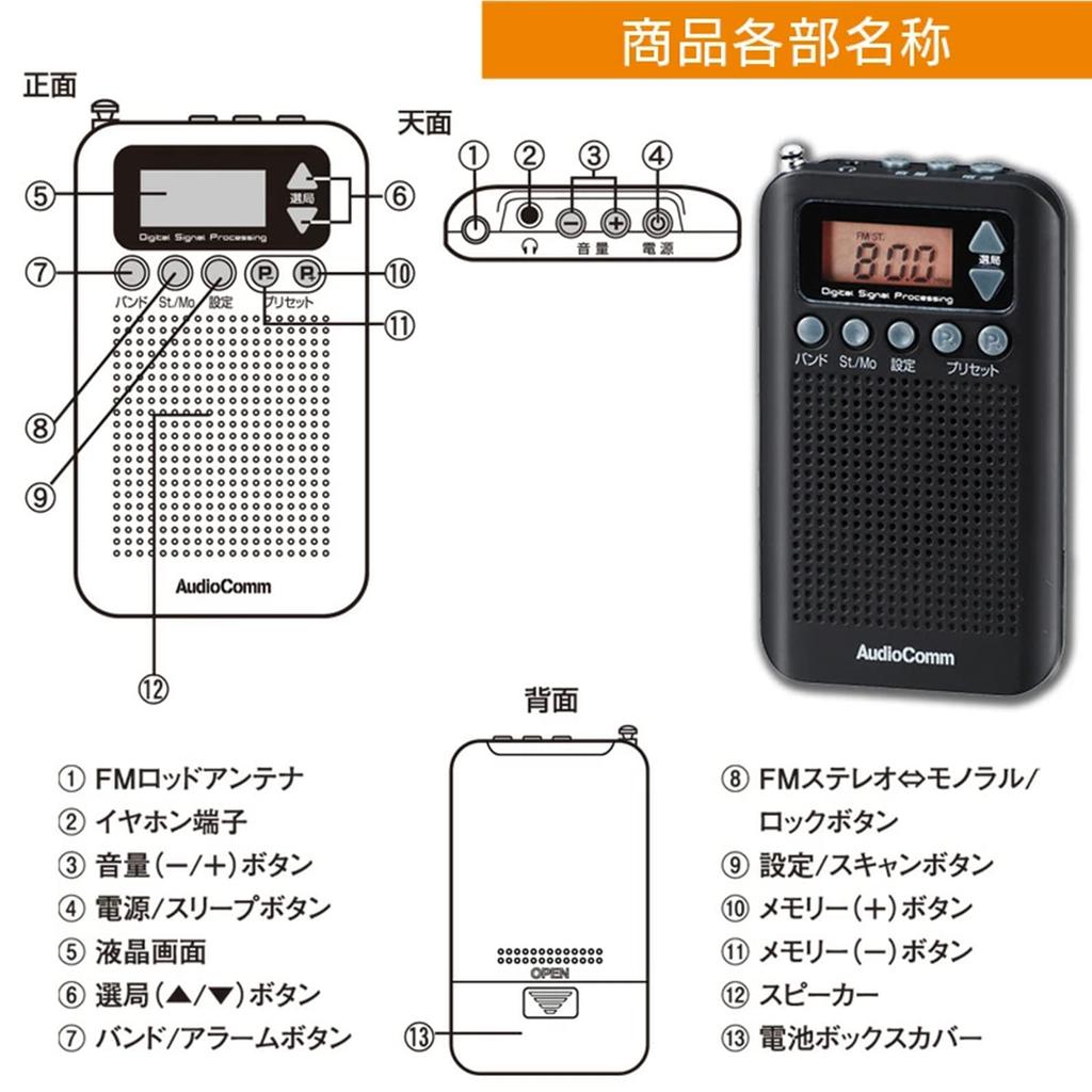 Радиоприемник OHM DSP Slim с поддержкой Wide FM, Черный, RAD-P350N-K, 07-8185