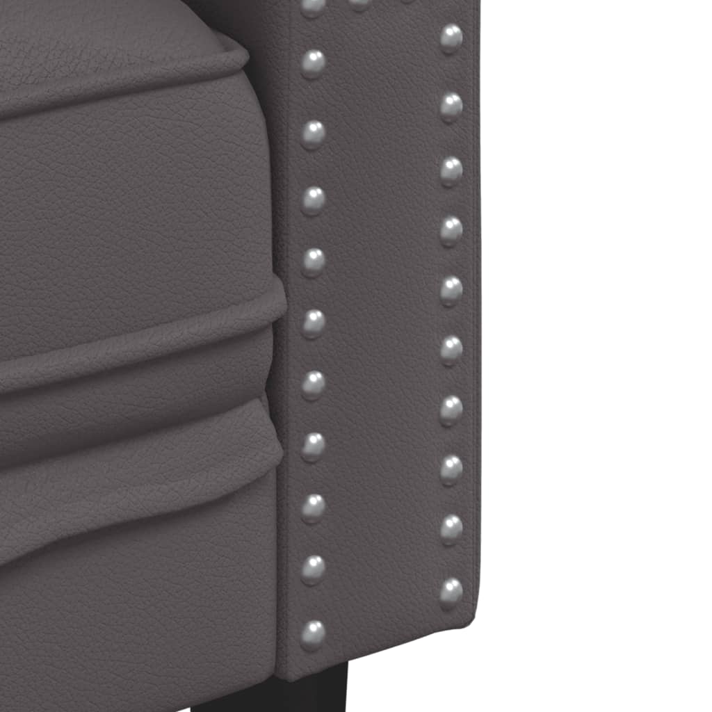 Vidaxl Sofa Chesterfield, 2-Os., Szara, Tapicerowana Sztuczną Skórą