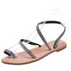 Women's Sandals New Sandals Women's Flat-bottomed Rhinestone Sandals Large Size Beach Shoes