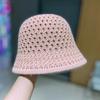 Women Basin Hat Hollow Breathable Sun Protection Fisherman Hat Solid Color Dome Short Brim Anti-UV Bucket Hat