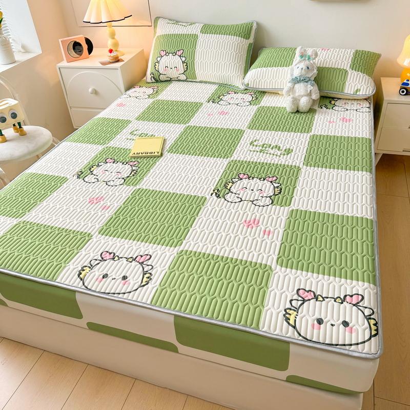 1 шт. латексный толстый стеганый наматрасник, летний дышащий крутой противоскользящий простынь на подкладке, милый чехол на кровать, наволочка в комплект не входит