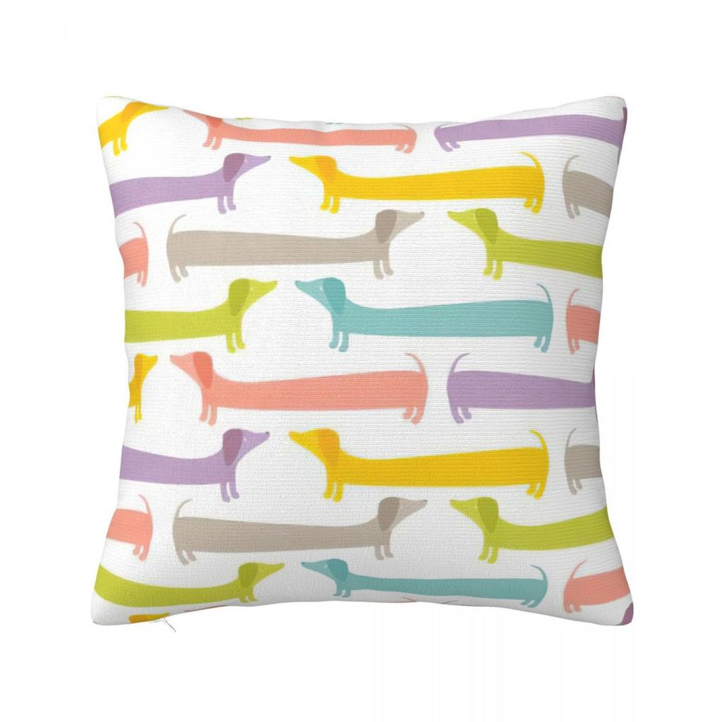 Dachshund Dog Art Throw Pillow Cover Polyester Throw Pillow Wiener Sausage Doxie 4545cm Pillowcase