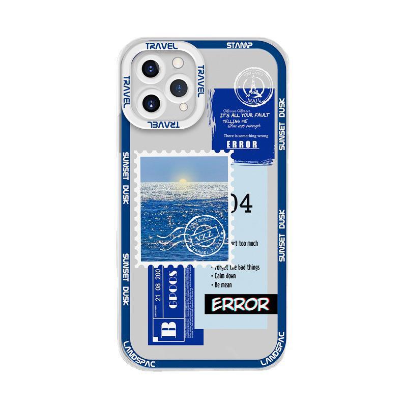 Мягкий прозрачный чехол для iPhone 16 Pro Max/17 с точной посадкой и иллюстрацией штампа станции Северная Америка