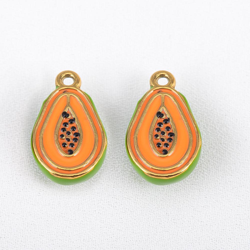 2pcs Stainless Steel Enamel Cute Strawberry Banana Corn Grape Cherry Charms Gold Plated DIY Bracelet Earrings Jewelry Findings