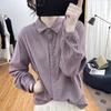 Women's Retro Cotton & Linen Lace-Stitched Long Sleeve Shirt: Spring/Summer Collection