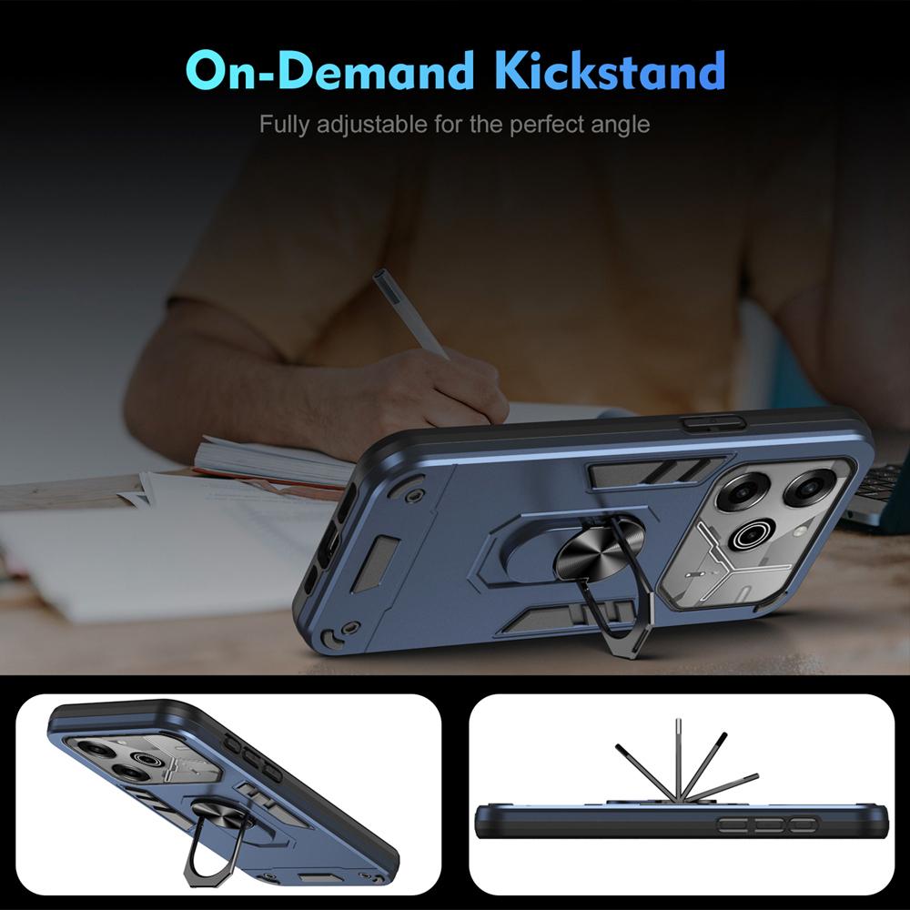 KEYSION Shockproof Armor Case for TECNO Pova 6 Pro 5G Soft Silicone+PC Ring Stand Phone Back Cover for Tecno Pova 6 6 Pro 5G