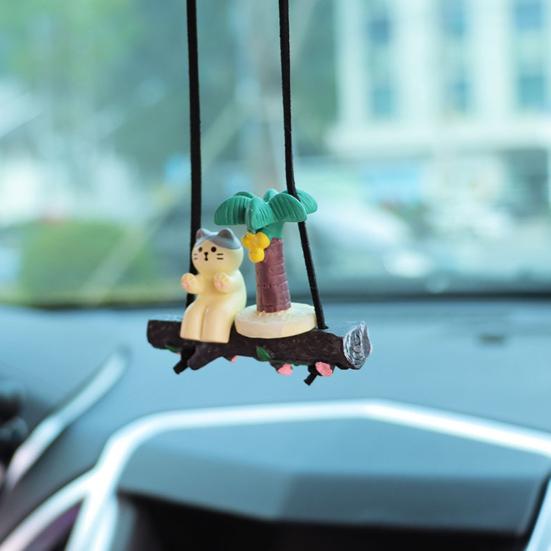 Подвесной кулон в виде кота для автомобиля, 3D-зеркало заднего вида с котом, подвесное украшение, милые аксессуары для подвесного интерьера автомобиля