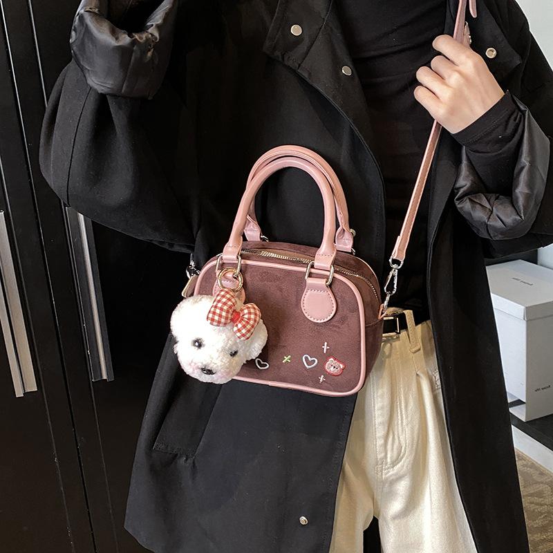 Ретро портативная сумка для боулинга женская 2025 осень новая модная текстурная портативная маленькая квадратная сумка простая сумка-мессенджер