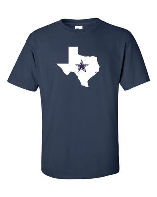 Dallas Texas Navy Graphic Star T-Shirt Cowboys Classic State Logo Tee S-5XL New!