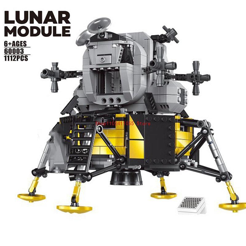 В наличии 37003 Apollo Saturn V Space Launch 60003 Apollo 11 Moon Space Rocket Lunar Lander Model Building Blocks Toy 10266 21309