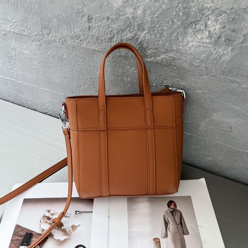 Сумка из коровьей кожи, популярная модная однотонная женская сумка через плечо, практичная переносная корзина для овощей, простая женская сумка