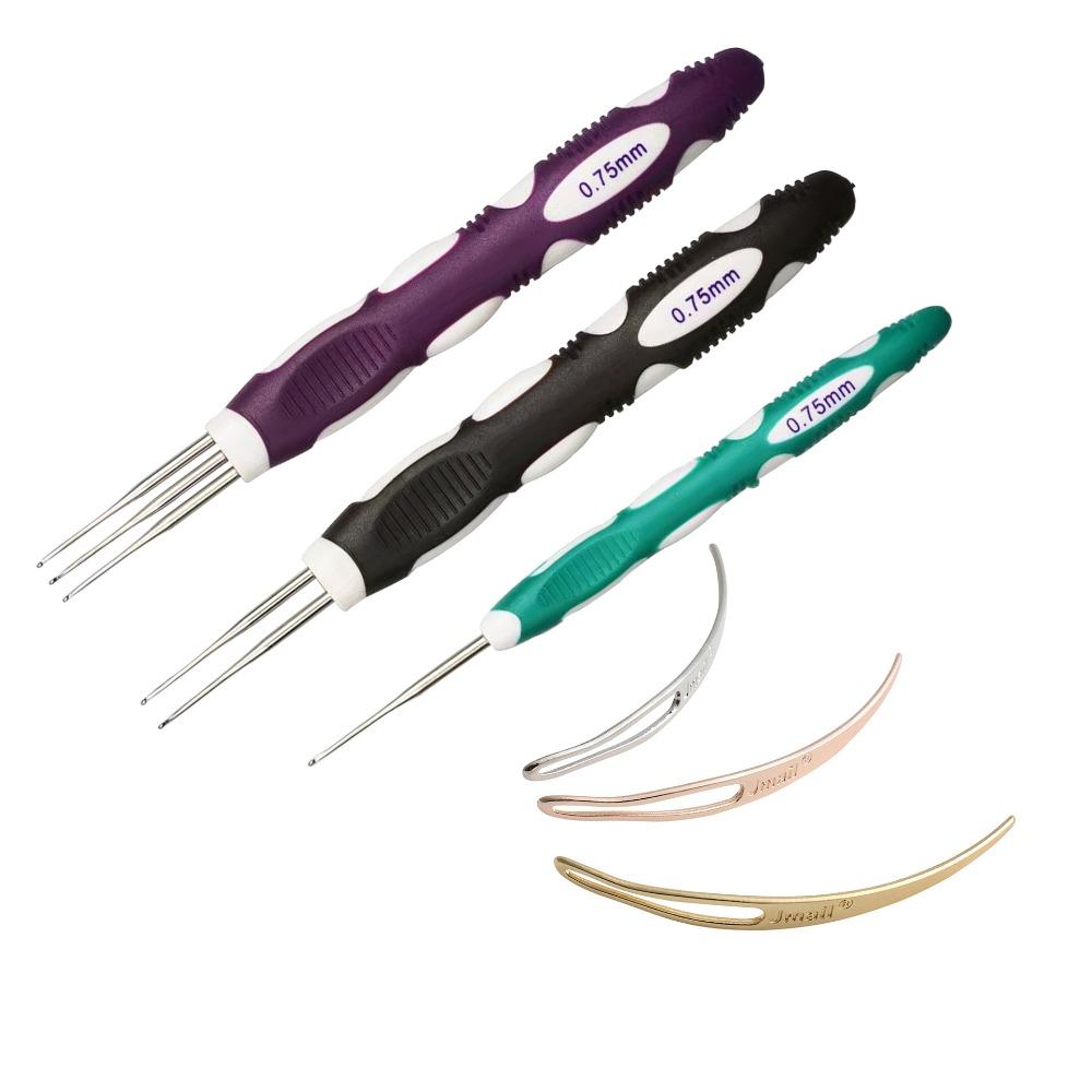 6Pcs/Set Durable Hook Needle Hair Extension Wig Making Kit Crochet Hook Tools Micro Hook  Beginners