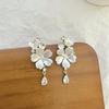 Elegant Zircon Sparkle Flower Pendant Stud Earrings for Women