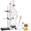 Essential Oil Distillation Kit, 2000ml Distillation Apparatus, 3.3 Boro Lab Glassware Distillation Kit with 1000W Heating Plate and 24, 40 Joint, 28