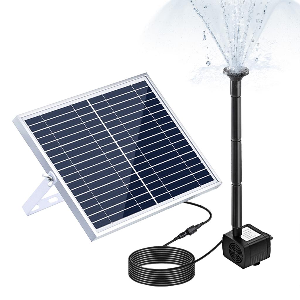 10W Solar Fountain Pump with Large Solar Panel 3 Nozzles Max. Water Height 100cm for Bird Bath Fish