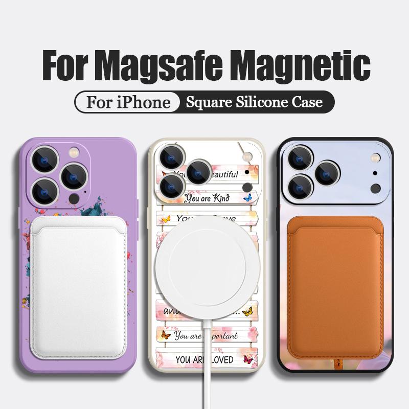 Магнитный чехол для Magsafe для iPhone 17 Pro Max с принтом-каракулями из букв, мягкая силиконовая задняя крышка для телефона для iPhone 16 15 14 13 Pro Max 16e 17e