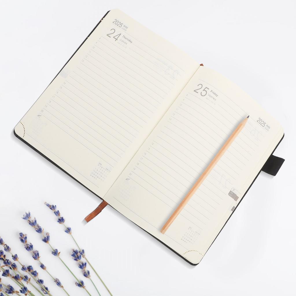 Daily Planner Notebook 2025 Large Capacity Firm Paper Compact Portable Monthly Weekly Academic Organizer Book Planner Schedule