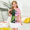 Fashionable Round Neck Short Sleeve Work Clothes Printed Tops For KID Summer Tops