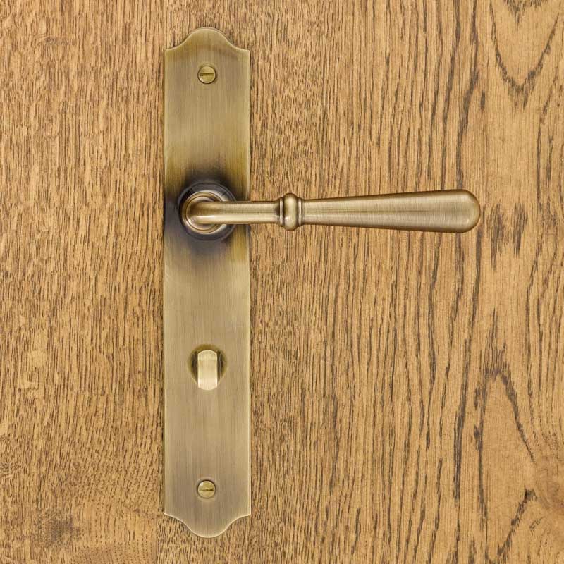 BARTON door handle with toilet plate 72 PATINATED BRASS