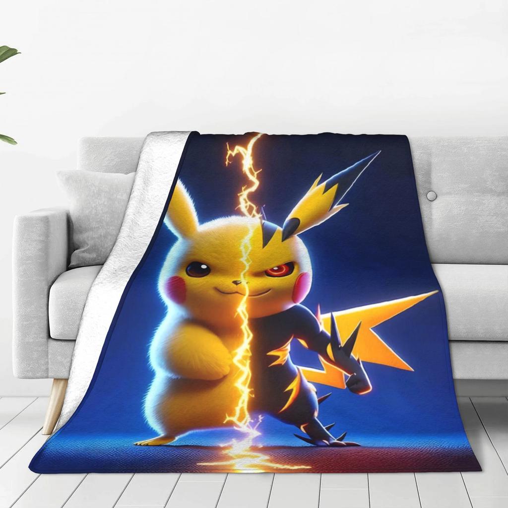 Пикачу в одеяле Poke Plush Детское флисовое одеяло для домашнего декора Супермягкий дизайн Качественный плед Подарок