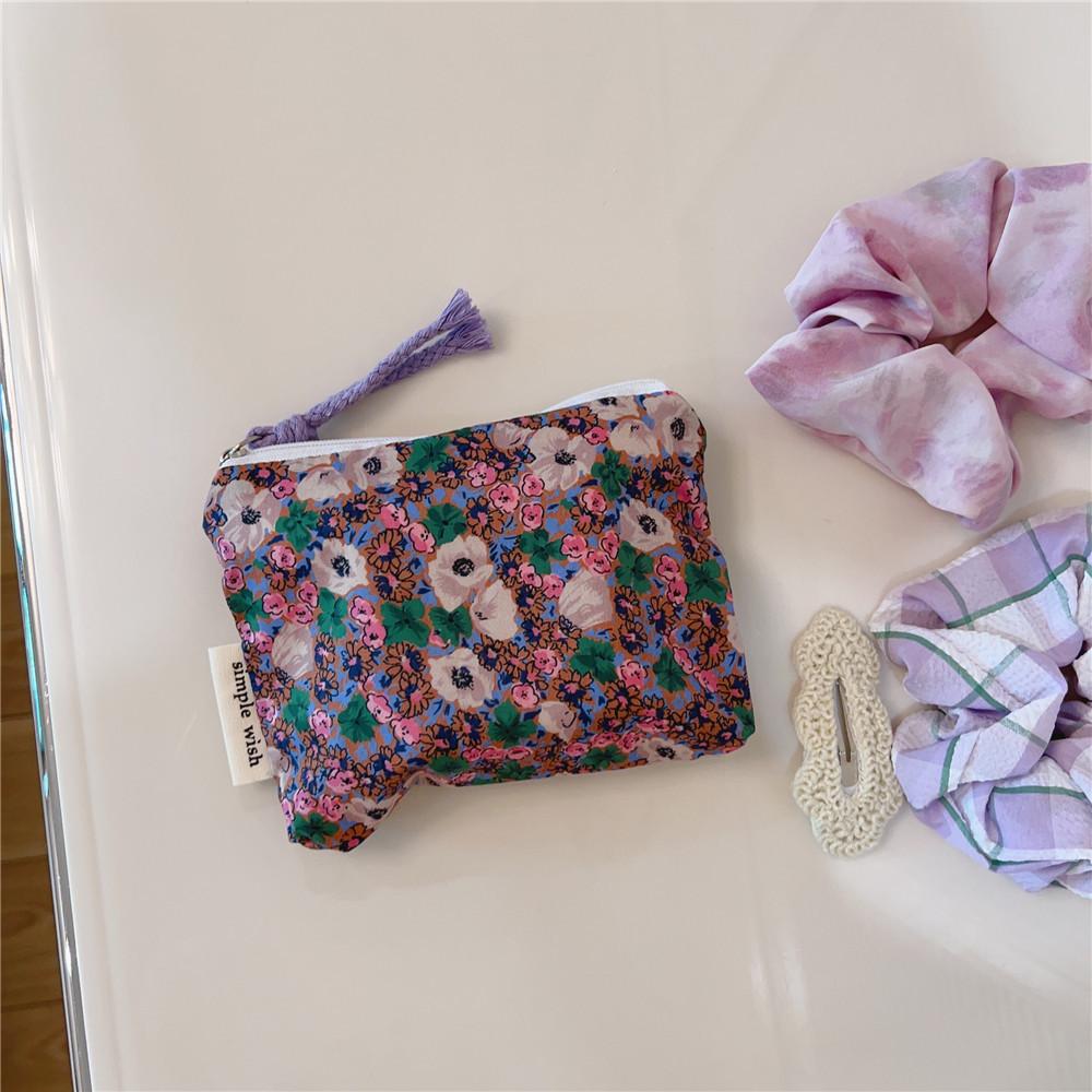 Mini Cotton Floral Organizer Bags for Women Bag Small Fabric Cosmetic Make Up Bag Little Purse Coin Pouch Children Cosmetic Case