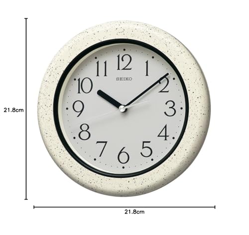 Seiko Clock KS441H Analog Wall Clock, Water Resistant, Moisture Proof, Dustproof, Kitchen & Bathroom, Gray Pattern