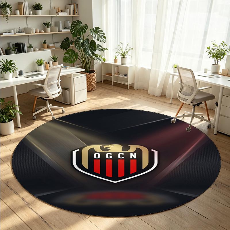 OGC Nice FC Printed Round Crystal Velvet Rug Soft Non Slip Floor Carpet For Bedroom Holiday Gift