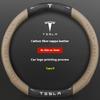 For Tesla Model 3 Model Y Model S Model X Roadster Carbon fiber Suede Leather Anti-slip Car Steering Wheel Cover Accessories