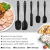 Hotec Silicone Spatula, Heat-Resistant Silicone Baking Utensils, Yogurt Spoon, Cake, Cream, Cooking Utensils, Baking Utensils (Set of 5, Black)