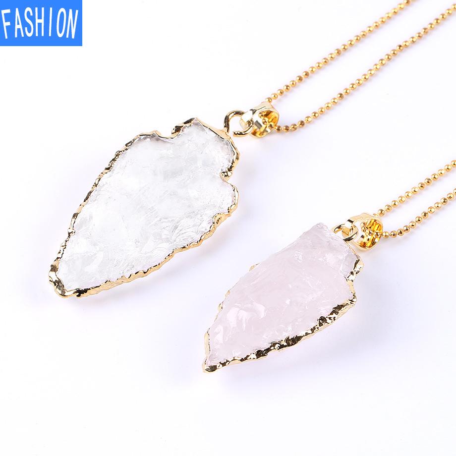 Европейское и американское ожерелье с натуральным кристаллом неправильной формы и искусственной резьбой