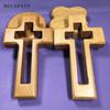 Solid Wood Cross Ornaments Base With Magnet Easter Jesus Christianity Catholicism Home Valentine's Day Gift Crafts Party Favors