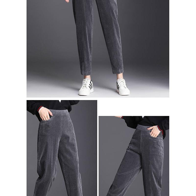 Fashion Women Winter Thicken Plush Corduroy Casual Pants Warm High Waist Lady Trousers SImple All-Match Female Leggings Harem Woman Pants Trousers