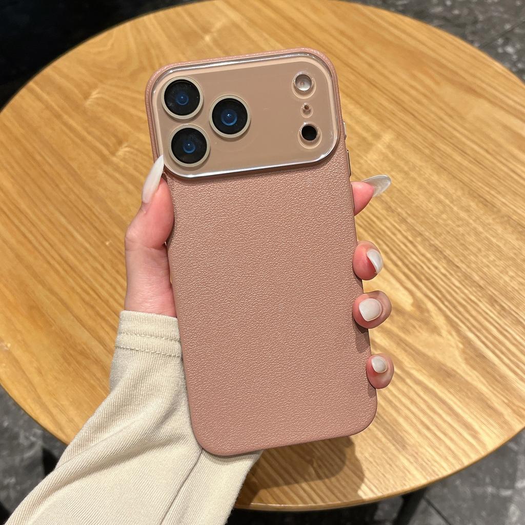 Simple lychee pattern lens is suitable for iPhone16Pro max Apple 17 mobile phone case 14/15 advanced hard case