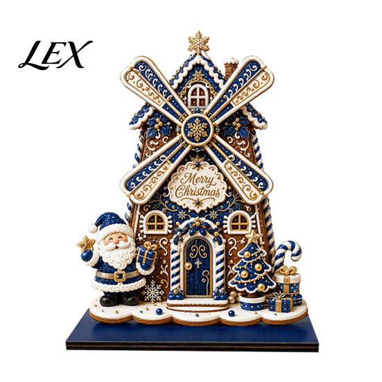 Holiday Decoration for Home Christmas Windmill Ornament, 2D Wooden Rotating Decoration, Santa Winter Seasonal Decor Centerpiece Table Mantel Shelf