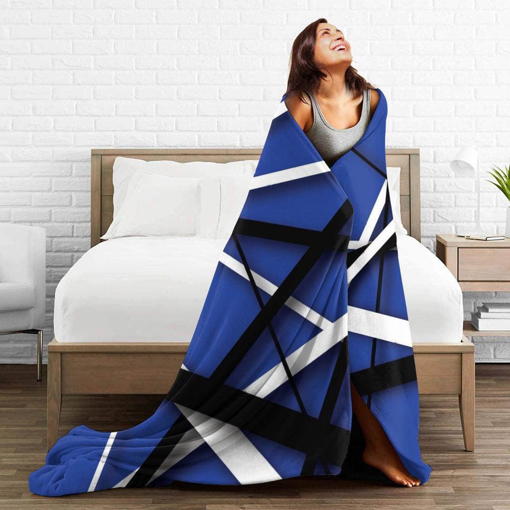Warm Cozy Blankets Plane Travel Van Halen Blue Rock Stripes Throw Blanket Graphic  Bedspread For Sofa Home