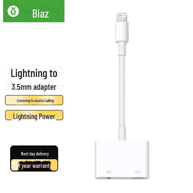 Адаптер Biaz Lightning-3,5 мм: Поддерживает звонки, зарядку и прослушивание музыки