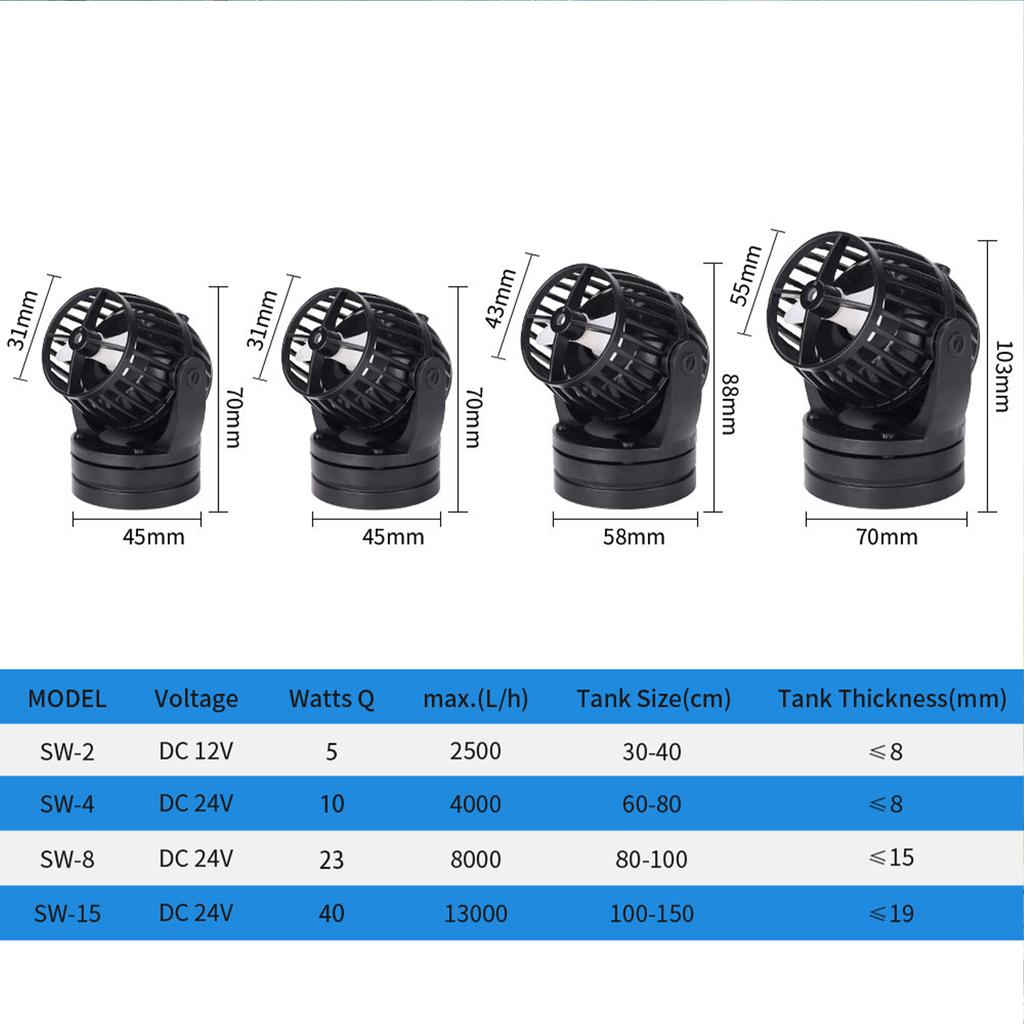 Jebao SW-15 40W Water Pump Wave Maker Aquarium Fish Tank Circulation Pump Ultra-silence with