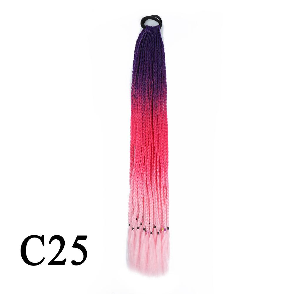 Плетеный хвост с резинкой, черный плетеный хвост ручной работы из термостойкого волокна, шиньоны с конским хвостом для девочек