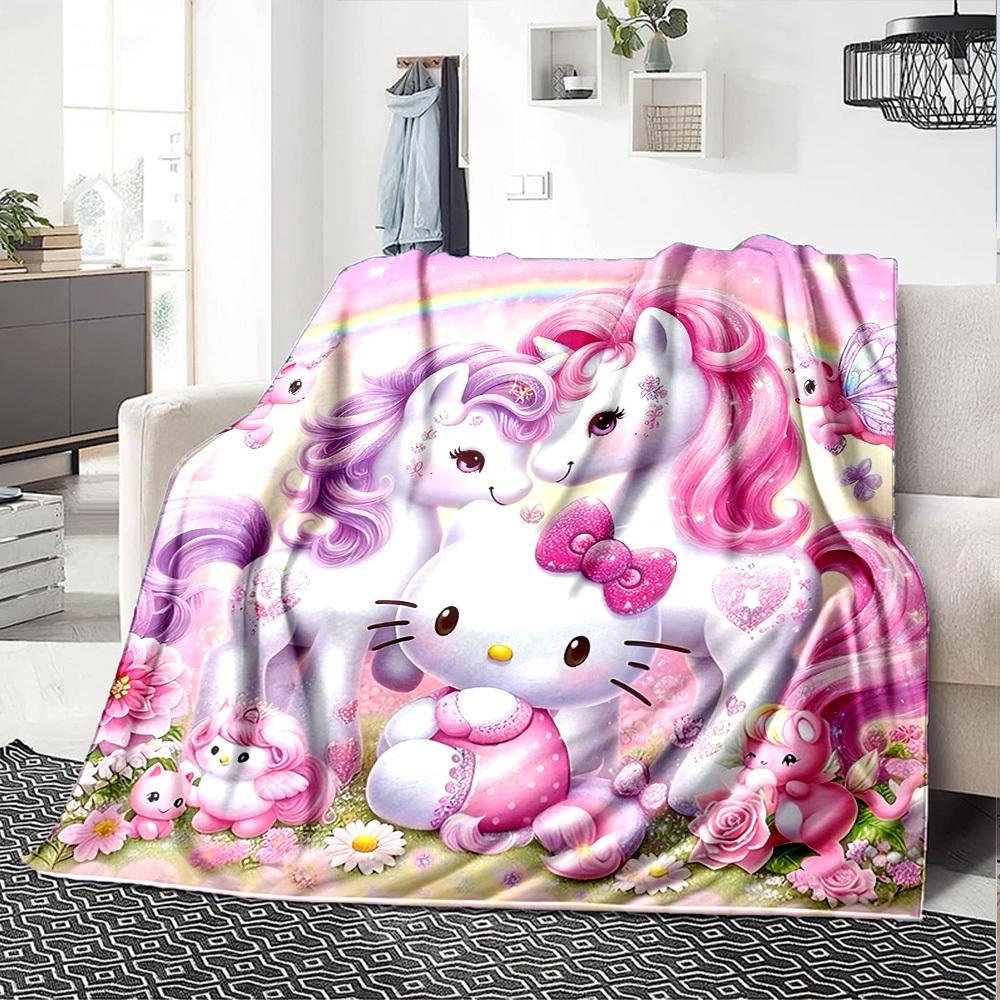 1 шт. Плед Hello Kitty с единорогом Легкий фланелевый плед для дивана, кровати, путешествий, кемпинга, гостиной, офиса, дивана, кресла
