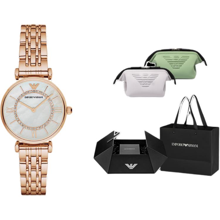 Emporio Armani Женские часы с двумя стрелками из нержавеющей стали с покрытием цвета розового золота AR1909