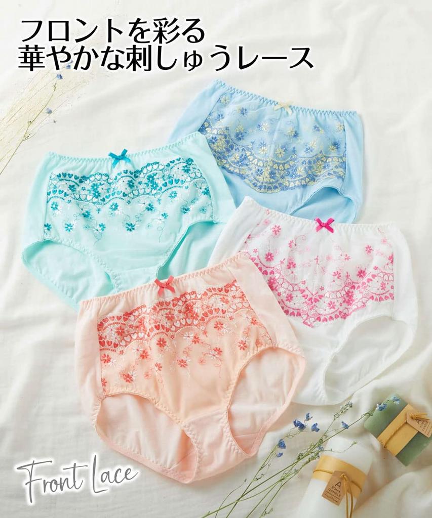 Nissen Regular Panties with Lace To Keep Out of the 3L Shorts, 100% Cotton, Deep-Length Belly, 8-Pack, Pastel,