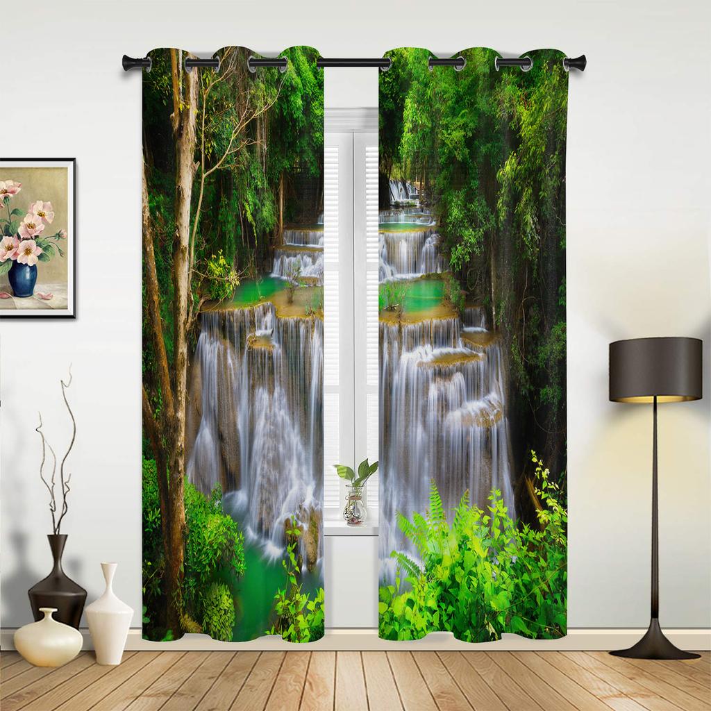 Maple Leaves Red Forest Starry Sky Window Curtains Home Decoration Living Room Curtains Kid's Room Cortinas For Kitchen Bedroom