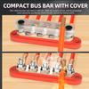 Распределительный блок питания DaierTek Bus Bar 12 В с крышкой, клеммная колодка с 5 штифтами 1/4 дюйма, макс. 150 А, 48 В постоянного тока, положительный и отрицательный для автомобиля