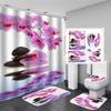 3D Beach Scenery Bathroom Bathing Waterproof Shower Curtain Home Entrance Doormat Bathtub 4Pcs Set Toilet Seat Cover Rugs Bath Non-Slip Floor Mat