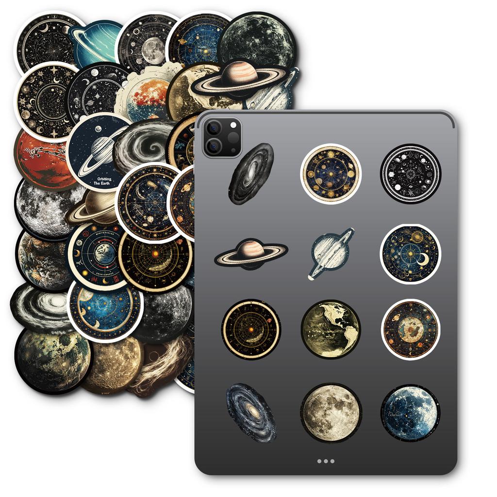 50PCS Space Literature Stickers, Time Travel Sci-Fi Decals for Laptop, Luggage & DIY Decoration